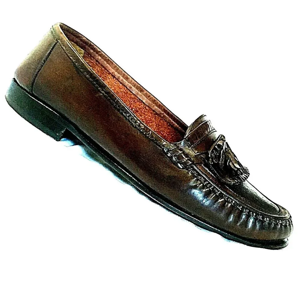 Giorgio Brutini Shoe 9.5 D Lizard Kiltie Tassel Loafer Le Glove Brown Preppy